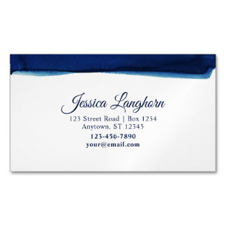 Tarjeta De Visita Magnética Papel de carta personalizado de acuarela azul mari