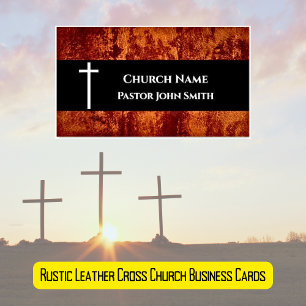 Tarjeta De Visita Magnética Pastor de la Iglesia RÚSTICA Cristiano Cuero