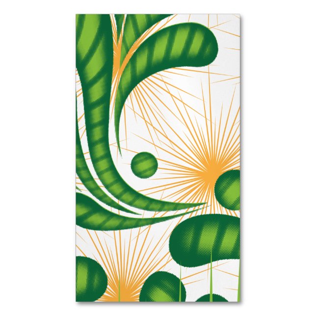 Tarjeta De Visita Magnética Patrón artístico verde y dorado que representa un  (Frente vertical)