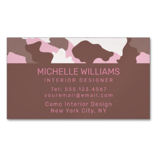 Tarjeta De Visita Magnética Patrón de Camuflaje Rosa Camo Profesional