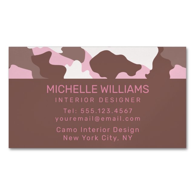 Tarjeta De Visita Magnética Patrón de Camuflaje Rosa Camo Profesional (Anverso)
