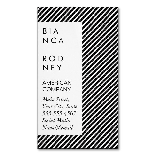 Tarjeta De Visita Magnética Patrón de giro y franjas (Frente vertical)