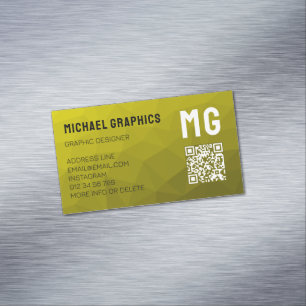 Tarjeta De Visita Magnética Patrón de malla geométrica de gradiente amarillo c