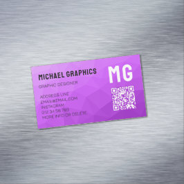 Tarjeta De Visita Magnética Patrón de malla geométrica de gradiente púrpura có