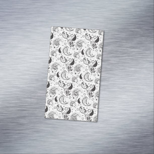 Tarjeta De Visita Magnética Patrón de paisley en negro y blanco – Arte textil 