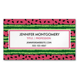 Tarjeta De Visita Magnética Patrón de sandía cúpula rosa y verde