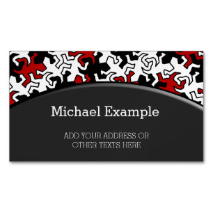 Tarjeta De Visita Magnética Patrón Geckos Mosaico - blanco negro rojo