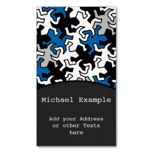 Tarjeta De Visita Magnética Patrón Geckos Mosaico - gris blanco azul
