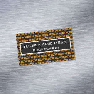 Tarjeta De Visita Magnética patrón negro y amarillo