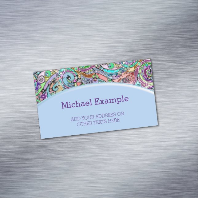 Tarjeta De Visita Magnética Patrón Pintado A Mano Y Digitalmente Art 10 (In Situ)