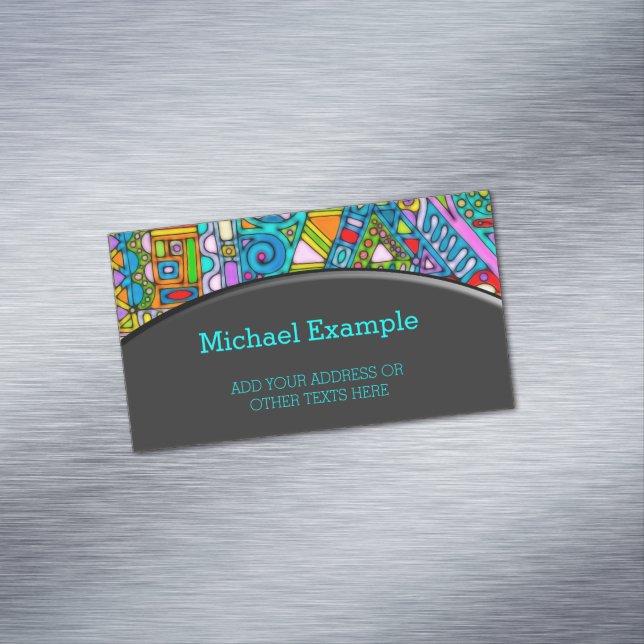 Tarjeta De Visita Magnética Patrón Pintado A Mano Y Digitalmente Art 53 (In Situ)