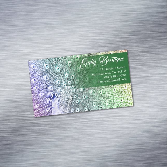 Tarjeta De Visita Magnética Pavo real del bosquejo de la acuarela con las (In Situ)