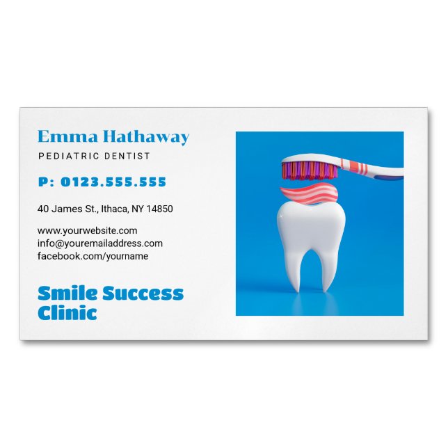 Tarjeta De Visita Magnética Pediatric Dentist | Dental Practice Business Card (Anverso)