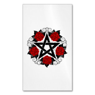 Tarjeta De Visita Magnética Pentagram con rosas rojas