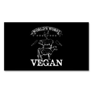 Tarjeta De Visita Magnética Peor carne vegetariana vaca de cerdo con barbacoa