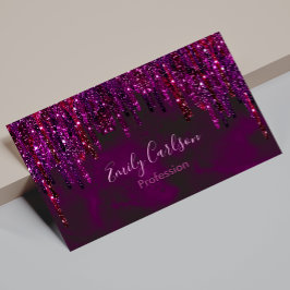 Tarjeta De Visita Magnética Perforaciones de Purpurina de Unicornio Rojo Cute 