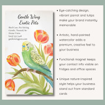 Periquito con Tulipanes Mascotas Exóticas