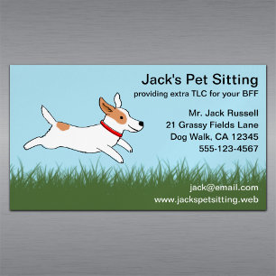 Tarjeta De Visita Magnética Perro de dibujos animados Jack Russell corriendo e
