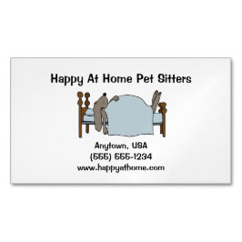 Tarjeta De Visita Magnética Perro de oído largo durmiendo en cama humana