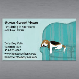 Tarjeta De Visita Magnética Perro de sofá feliz | Sentación del Mascota | Serv