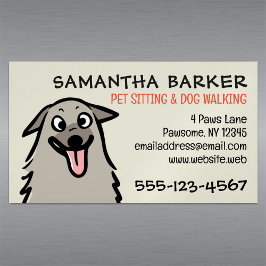 Tarjeta De Visita Magnética Perro Walker Mascota Sitter Gracioso Perro Fluffy