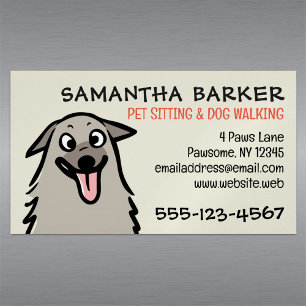 Tarjeta De Visita Magnética Perro Walker Mascota Sitter Gracioso Perro Fluffy