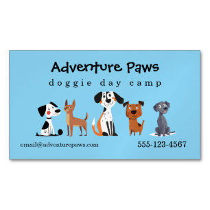 Tarjeta De Visita Magnética Perros Azules Lindo Mascotas   Servicios Animales 