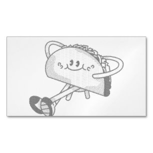 Tarjeta De Visita Magnética Personaje de mascota de taco verde lindo caminando