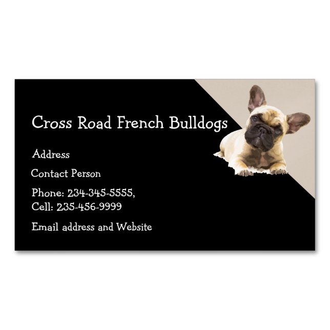 Tarjeta De Visita Magnética Personalizado Bulldog francés Mascota de Perro Ani (Anverso)