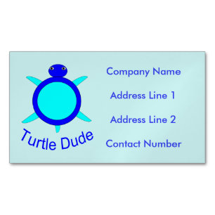 Tarjeta De Visita Magnética Personalizado de Bright Blue Turtle Dude