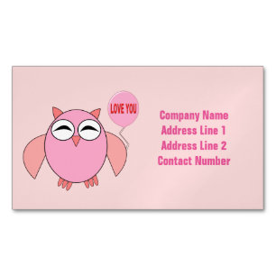Tarjeta De Visita Magnética Personalizado De Búho De Cute Pink