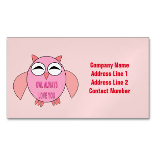 Tarjeta De Visita Magnética Personalizado de búho de mensajes de amor