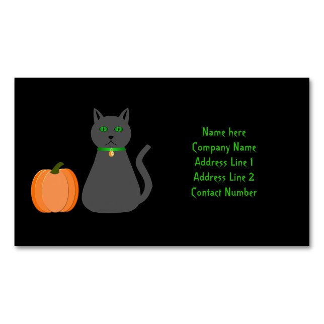 Tarjeta De Visita Magnética Personalizado de gatos y calabazas de Halloween (Anverso)