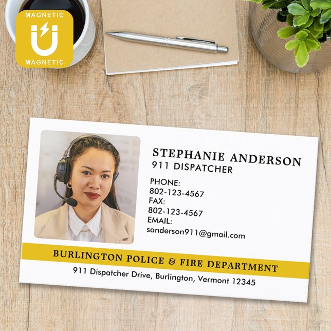 Tarjeta De Visita Magnética Personalizado Dispatcher 911 Emergency Services Ph (Subido por el creador)