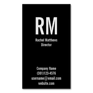 Tarjeta De Visita Magnética Personalizado Gris monogramado y negro