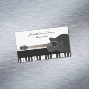 Tarjeta De Visita Magnética Personalizado Guitarra Acústica Piano Keys Maestro