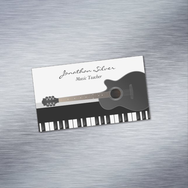 Tarjeta De Visita Magnética Personalizado Guitarra Acústica Piano Keys Maestro (In Situ)
