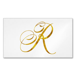 Tarjeta De Visita Magnética Personalizado Monograma R Faux Relieves metalizado