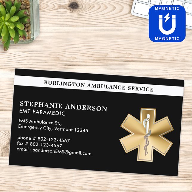 Tarjeta De Visita Magnética Personalizado Paramédico EMT EMS Emergencia Logoti (Subido por el creador)
