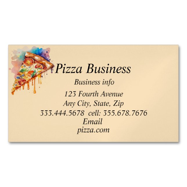 Tarjeta De Visita Magnética Personalizado Pizza Business Name (Anverso)
