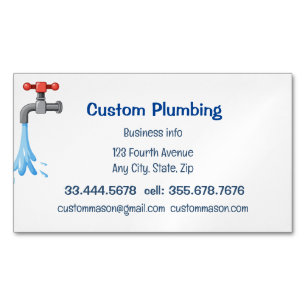 Tarjeta De Visita Magnética Personalizado Plumbing Contractors Business