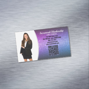 Tarjeta De Visita Magnética Personalizado profesional de Purpurina púrpura Omb