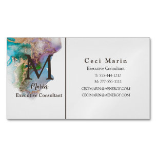 Tarjeta De Visita Magnética Personalizado profesional Monograma Mármol Negoci