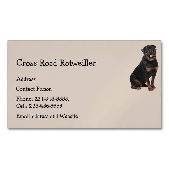 Tarjeta De Visita Magnética Personalizado Rotweiller Perro Mascota Logotipo an (Anverso)