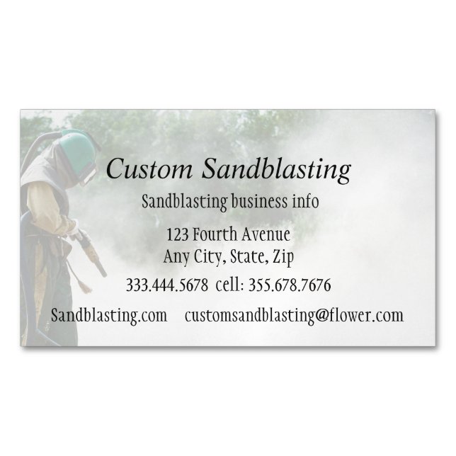 Tarjeta De Visita Magnética Personalizado Sandblasting Business (Anverso)