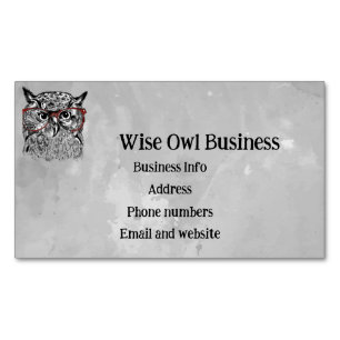 Tarjeta De Visita Magnética Personalizado Wise Owl Bird Gráfico Art