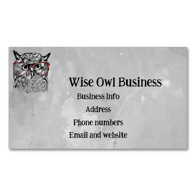 Tarjeta De Visita Magnética Personalizado Wise Owl Bird Gráfico Art (Anverso)