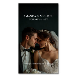 Tarjeta De Visita Magnética Personalized Photo Favor with Names & Wedding Date