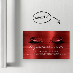 Tarjeta De Visita Magnética Pestañas Postizas de Metal Cepillado Ojos Brillant