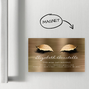 Tarjeta De Visita Magnética Pestañas Postizas de Metal Cepillado Ojos Brillant